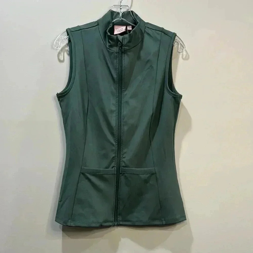 Flex Time Green Athletic Vest Zip Front Size M NWT